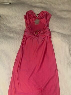 Strapless Pink Cutout Dress with Gold Ring Detail